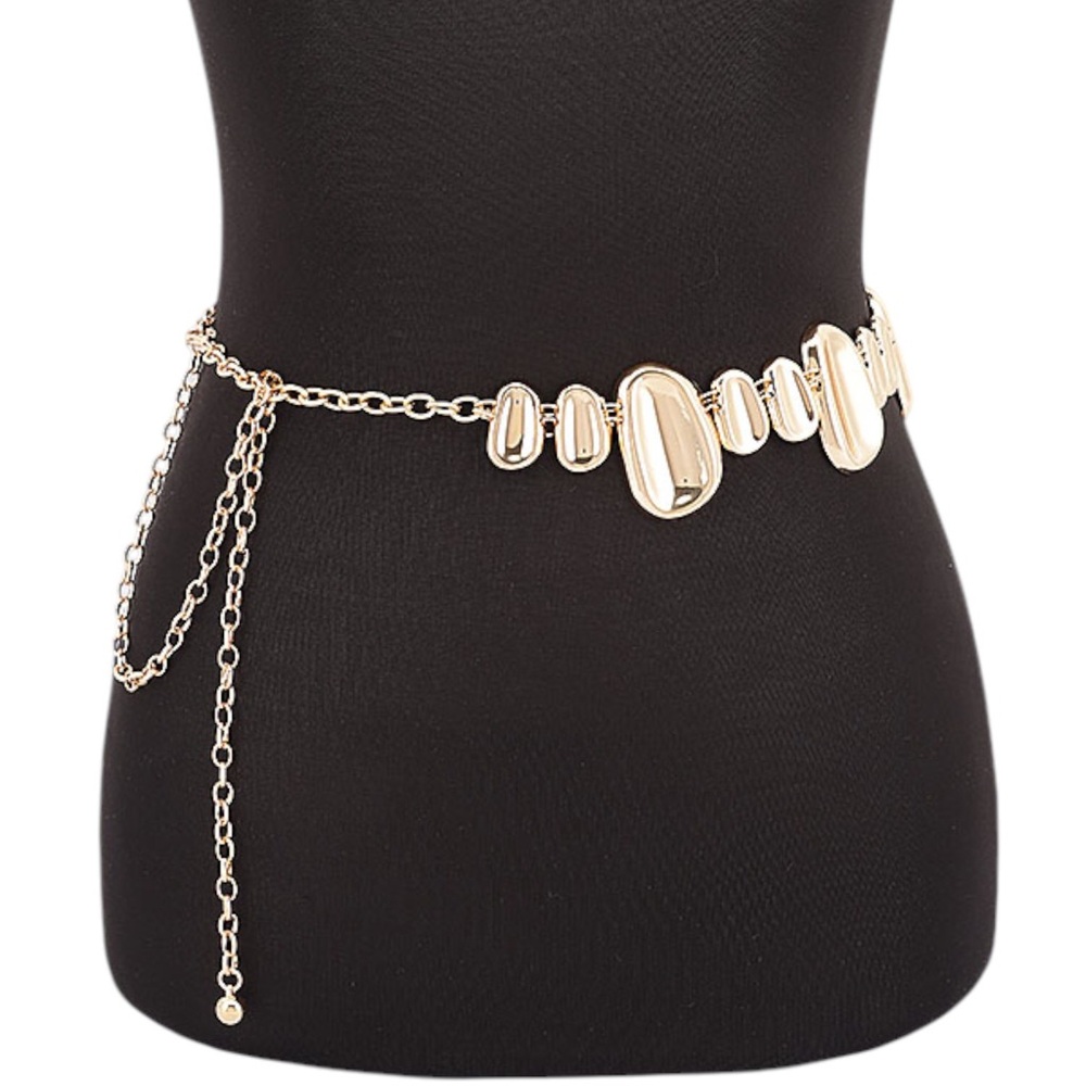 Gold or Silver Pebble Chain Waist Statement Belt